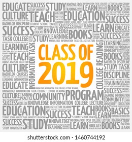 CLASS OF 2019 word cloud collage, education concept background