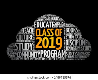 CLASS OF 2019 word cloud collage, education concept background