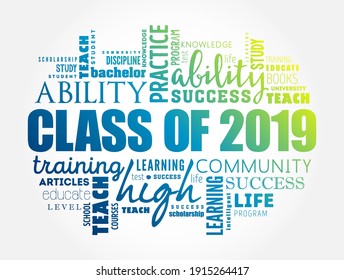 CLASS OF 2019 word cloud collage, education concept background