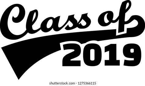 Class of 2019 words retro style red