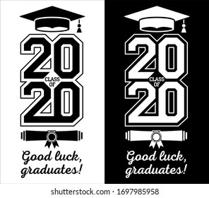 Class of 2020 . The concept of designing congratulations for graduates of the school. T-shirt design. Vector