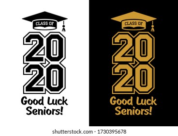 Class of 2020 . The concept of designing congratulations for seniors graduates of the school. T-shirt design. Vector