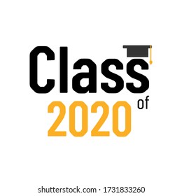 Class of 2020 concept illustration. Congratulations font. Graduation card. Educational celebrations. Class of 2020 icon. Illustration vector.