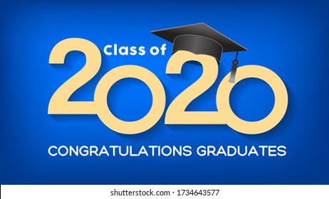 Class of 2020. Congrats Graduates. Lettering Graduation logo. Template for graduation design, party, high school or college graduate, yearbook,Vector illustration EPS.10