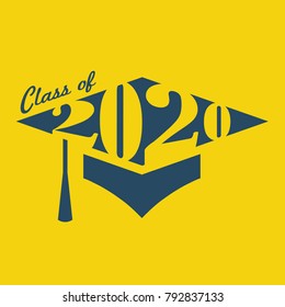 Class of 2020 Congratulations Graduate Typography with Cap and Tassle