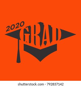 Class of 2020 Congratulations Graduate Typography with Cap and Tassle