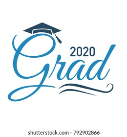 Class of 2020 Congratulations Graduate Typography with Cap and Tassle