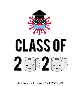 Class Of 2020 Funny Typography Poster With Cartoon Coronavirus