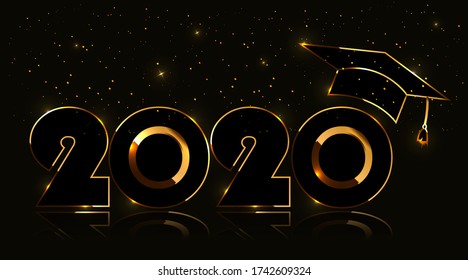 Class of 2020 Golden Illustration. Vector Reflecting Banner