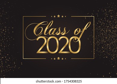 Class of 2020 Graduate Gold Lettering Graduation. Template for graduation design, party, high school or college graduate, yearbook 2020. Vector illustration. Backdrop.