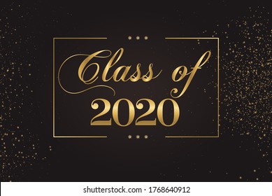 Class of 2020 Graduate Gold Lettering Graduation. Template for graduation design, party, high school or college graduate, yearbook 2020. Vector illustration. Backdrop.