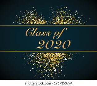 Class of 2020 Graduate Gold Lettering Graduation. Template for graduation design, party, high school or college graduate, yearbook 2020. Vector illustration. Backdrop.