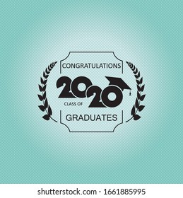 Class of 2020 with Graduation Cap. Design for greeting card, invitation, poster, brochure, label. Flat simple design
