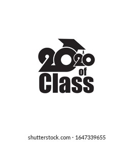 Class of 2020 with Graduation Cap and text. Flat design on white background