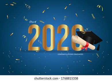 Class of 2020 graduation design, congratulation event, party, high school or college graduate.