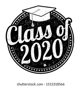 Class Of 2020 Grunge Rubber Stamp On White, Vector Illustration