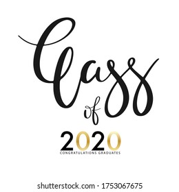 Class of 2020 handwritten brush logo simple ,Isolated on white background ,Vector illustration EPS 10