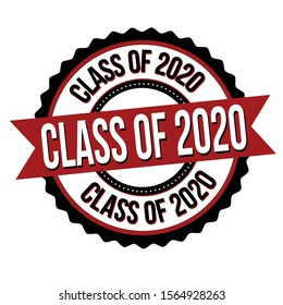 Class of 2020 label or sticker on white background, vector illustration