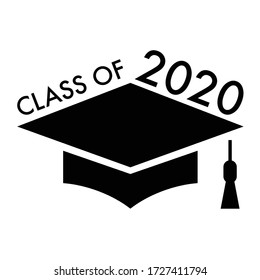 Class Of 2020 Logo Design Symbol Cap On Top Text, Congratulations Graduates Class 2020 ,Template For Graduation Design.isolated On White Background ,Vector Illustration EPS 10