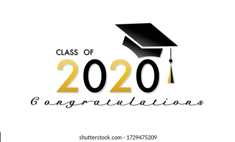 Class of 2020 logo simple , Congratulation￼ handwriting , Template for graduation design .Isolated on white background ,Vector illustration EPS 10