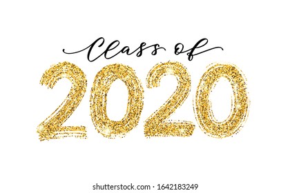 Class of 2020. Modern calligraphy. Vector illustration. Hand drawn brush lettering Graduation logo. Template for graduation design, party, high school or college graduate, yearbook.