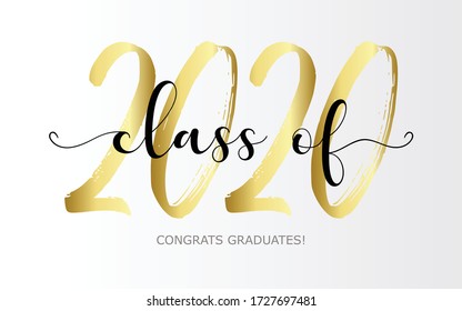 Class of 2020. Modern calligraphy. Vector illustration. Hand drawn brush lettering Graduation logo. Template for graduation design, party, high school or college graduate, yearbook.