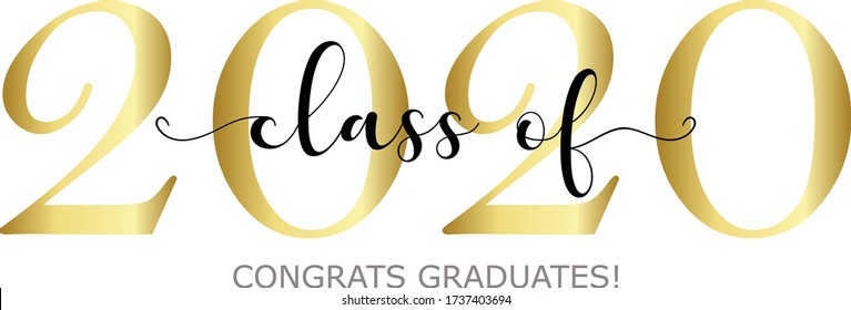 Class of 2020. Modern calligraphy. Vector illustration. Hand drawn brush lettering Graduation logo. Template for graduation design, party, high school or college graduate, yearbook.