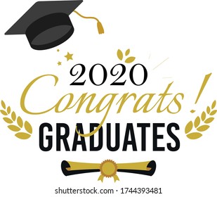 Class of 2020. Modern calligraphy. Vector illustration. Hand drawn brush lettering Graduation logo. Template for graduation design, party, high school or college graduate, yearbook.
