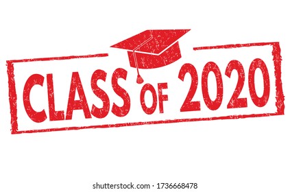 Class of 2020 sign or stamp on white background, vector illustration