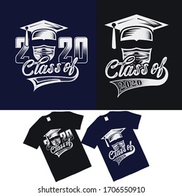 Class Of 2020 Stop Covid 19 School College University Graduate T Shirts Design Background Template Stock Vector Set Graphic