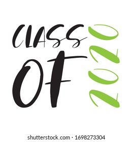 Class of 2020. Stylish graduate design for printing on t-shirts, robes. Vector illustration of College, school graduation logo for holiday event or party. A graduate of the senior 2020 written gold.