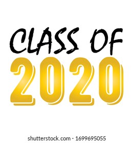 Class of 2020. Stylish graduate design for printing on t-shirts, robes. Vector illustration of College, school graduation logo for holiday event or party. A graduate of the senior 2020 written gold.