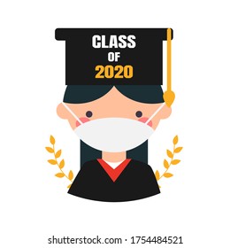 Class of 2020. Teaching and learning in 2020. Student graduation. 2020 student education. Student icon. Illustration vector.