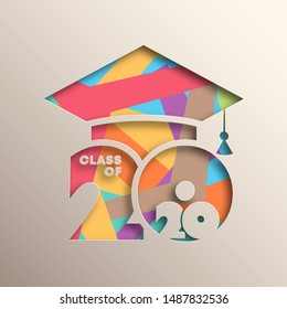 Class of 2020 Text Design vector with graduation cap.