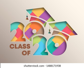 Class Of 2020 Text Design Vector With Graduation Cap.