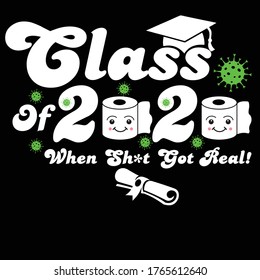 class of 2020 typography t shirt 