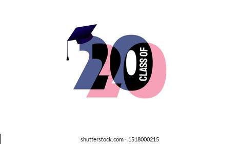 Class of 2020. Vector illustration.  Graduation logo. Template for graduation design, party, yearbook