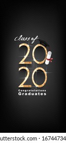 Class of 2020, Vector text for graduation gold design, congratulation event, T-shirt, party, high school or college graduate. Lettering for greeting, invitation card	