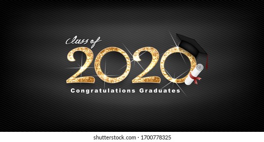 Class of 2020 Vector text for graduation gold design, congratulation event, T-shirt, party, high school or college graduate. Lettering for greeting, invitation card