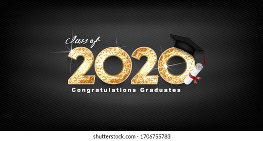 Class of 2020 Vector text for graduation gold design, congratulation event, T-shirt, party, high school or college graduate. bold lettering for greeting, invitation card