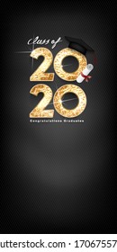 Class of 2020 Vector text for graduation gold design, congratulation event, T-shirt, party, high school or college graduate. bold lettering for greeting, invitation card