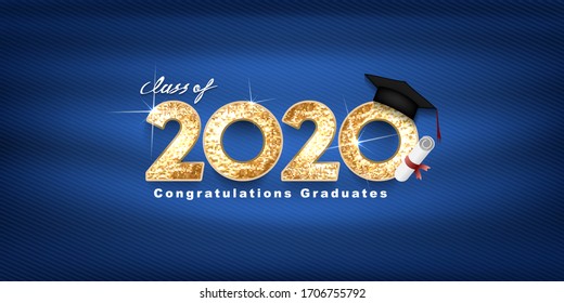 Class of 2020 Vector text for graduation gold design, congratulation event, T-shirt, party, high school or college graduate. bold lettering for greeting, invitation card