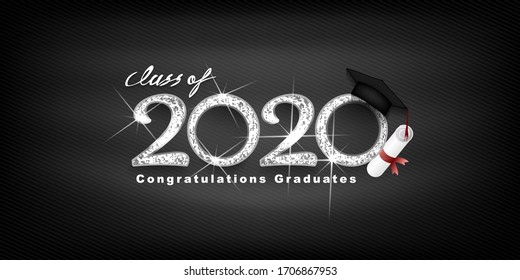 Class of 2020 Vector text for graduation silver design, congratulation event, T-shirt, party, high school or college graduate. Lettering for greeting, invitation card