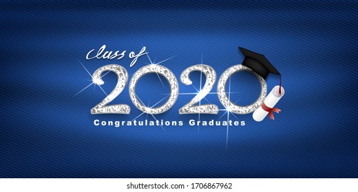 Class Of 2020 Vector Text For Graduation Silver Design, Congratulation Event, T-shirt, Party, High School Or College Graduate. Lettering For Greeting, Invitation Card