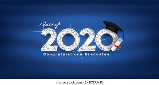 Class of 2020 Vector text for graduation silver design, congratulation event, T-shirt, party, high school or college graduate. lettering for greeting, invitation card