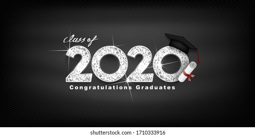 Class of 2020 Vector text for graduation silver design, congratulation event, T-shirt, party, high school or college graduate. lettering for greeting, invitation card