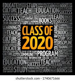 CLASS OF 2020 word cloud collage, education concept background