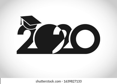 Class of 2020 year graduation logo, awards and t-shirt sign concept, happy holiday invitation card, congratulation digits. Isolated abstract graphic design template. Monochrome color style.