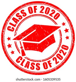 Class of 2020 year vector graduation stamp on white background