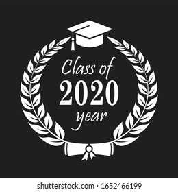 Class of 2020 year vector icon isolated on black background